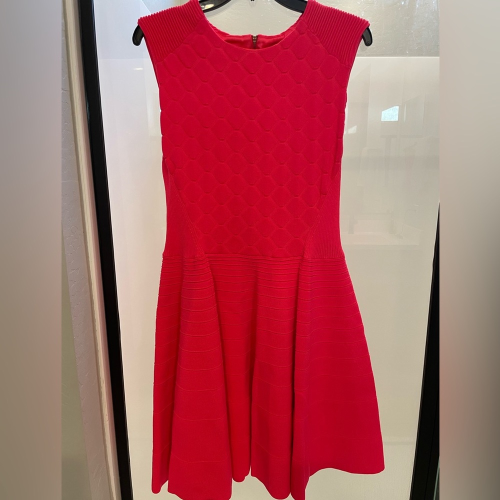 Ted Baker fit and flare neon dress